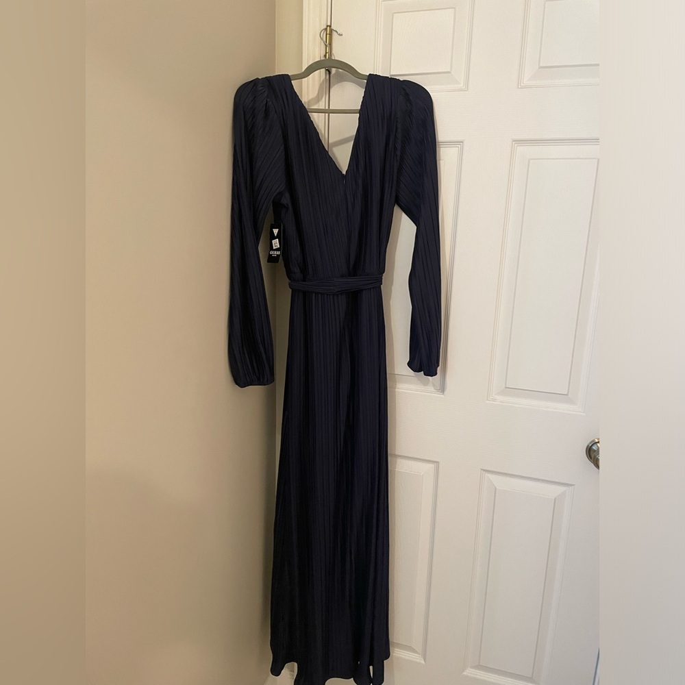 Guess Navy Blue Pleated Maxi Dress